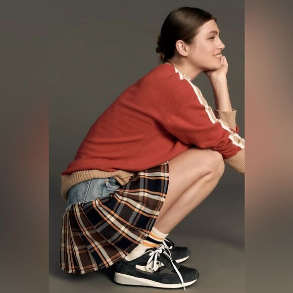 Sweaters - Anthropologie Maeve Contrast-Tipped Slouchy Sweater Size Large